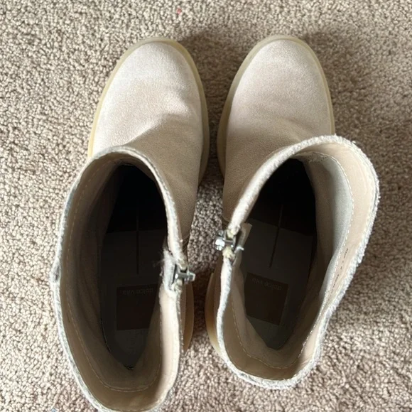 Dolce Vita Tan Suede Gum Sole Heeled Ankle Boots - Picture 7 of 9